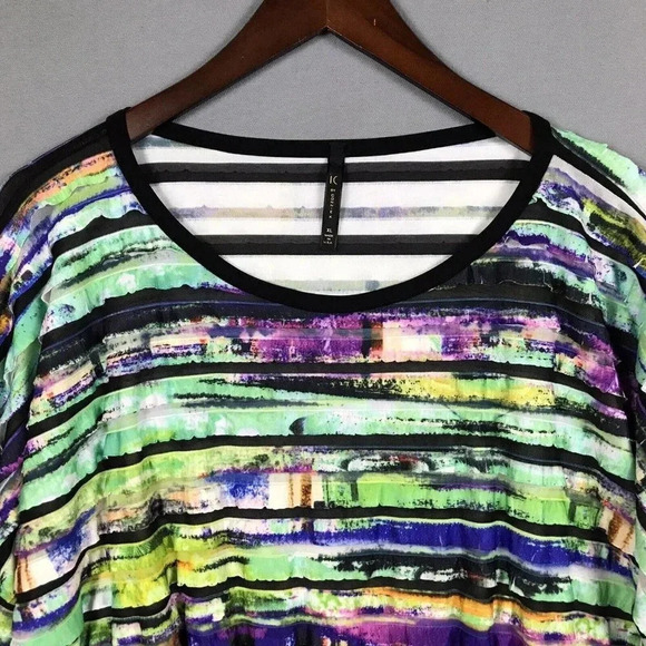 IC BY CONNIE K Textured Tiered Ruffle Tunic Top Size XL Pockets Colorful Artsy - Picture 4 of 15